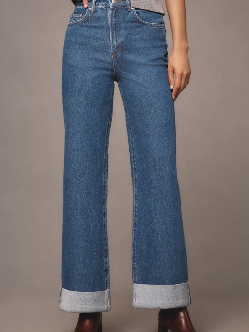Pilcro Austyn High-Rise Cuffed Wide-Leg Jeans